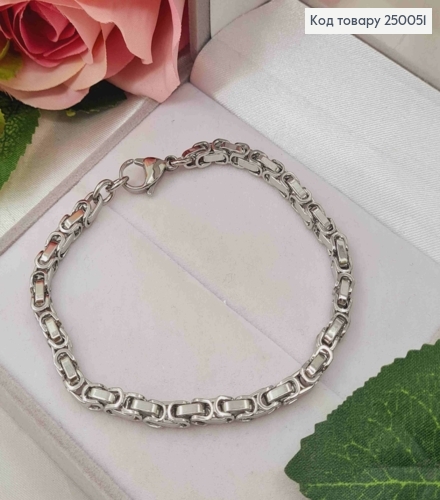 Браслет срібного кольору, ширина 4,5мм, довжина 20см, сталь Stainless Steel 250051 фото 1