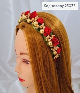 Обруч метал, червоно-золоті  квіти, Україна 287017 фото