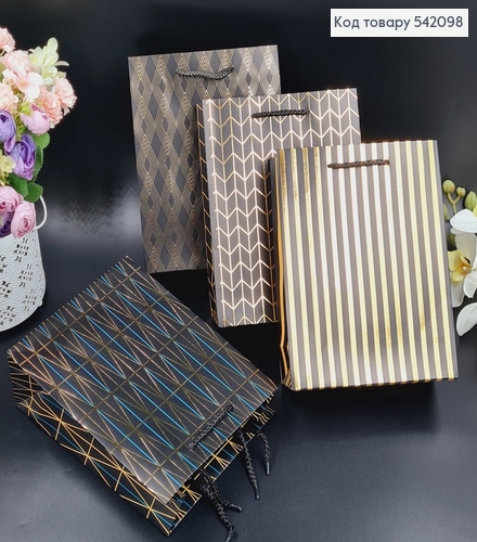 Пакет бумажный Геометрические линии, 18х23х8см, в ассорт. 542098 фото 1