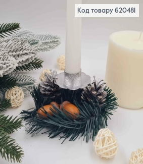 Подсвечник пластиковый, декорированный (цвет СЕРЕБРО), 13см 620481 фото