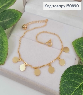 Браслет на ногу, с фигурными подвесками длина 23+3см, Xuping 18K 150890 фото