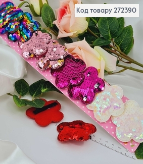 Заколка детская уточка Цветочки в паетках 2шт/уп., в ассорт. 272390 фото