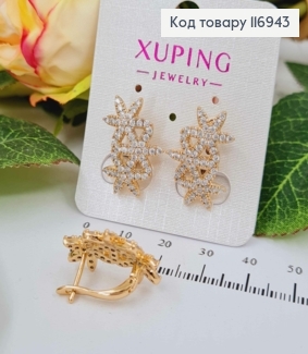 Серьги "Три звездочки", в камнях, 2,1см, англ. зам. Xuping 18K 116943 фото