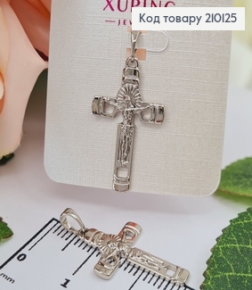 Крестик родованный, с распятием, с прямоугольным срезом 2,7*1,7см Xuping  210125 фото