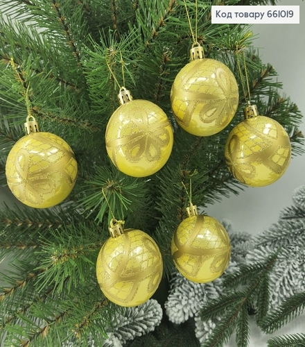Набор шаров 60 мм желтые с бантиком Китай 6шт/уп 661019 фото 1
