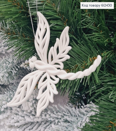 Новорічна фігура Бархат Стрекоза БІЛА, 12,5*10см, Україна 612430 фото 1
