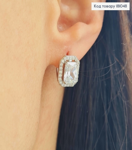 Сережки родовані, З прямокутним камінцем, 1,2см, англ. заст. Xuping 18K 181048 фото 2