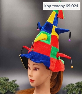 Шапочка футбольного вболівальника, карнавальна, з дзвониками,  діам. 27см 691024 фото