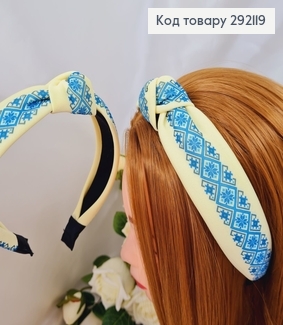 Обруч  пластик в тканині Чалма, укр.мотив (жовтий), виробник Україна (ручна робота) 292119 фото