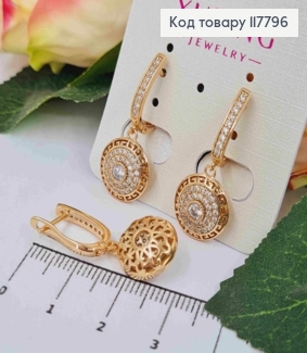 Серьги с подвеской Версаче с камешками, 3см, английская застежка, Xuping 18K 117796 фото