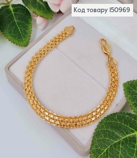 Браслет плетение Бисмарк двойное 21см, ширина 9мм Xuping 18K 150969 фото