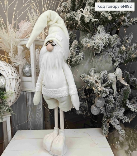 Гном в окулярах та в БІЛОМУ вбранні, 76см, ручна робота, Україна 614192 фото 1