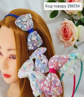 Обруч металл Большой бант с пайетками в асс. 291034 фото