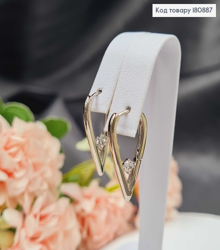 Сережки родовані "Струна" з камінцем, 2см, Xuping 180887 фото 2