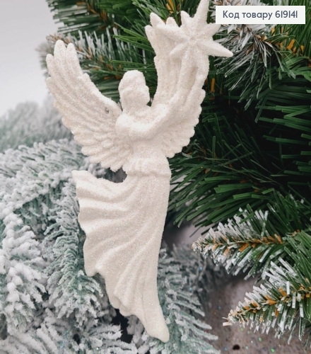 Новорічна фігура Блиск Янгол із зіркою Білий, 14,5*9см, Україна 619141 фото 1