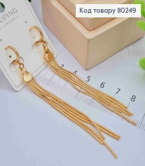 Сережки кільця з підвісними ланцюжками, розмір 1,1+8см,  Xuping 18K 110249 фото