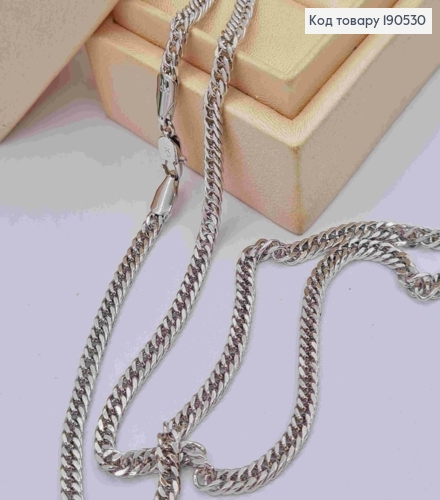 Цепочка родованная ПАНЦИРНОЕ плетение, ширина 4мм, длина 60¶см, Xuping 190530 фото 1