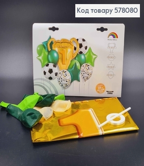 Набор фольгированных шаров "Champion", 4шт(18'')+6шт(12'')+2шт(18'')+1шт(кубок28'') 578080 фото