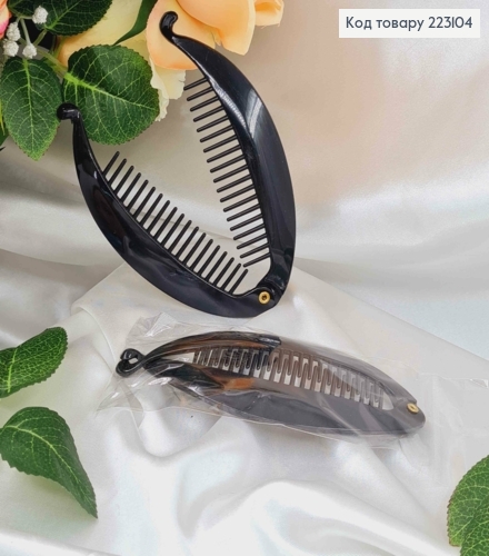 Заколка банан, гребень, 13,5см, глянцевый черный 223104 фото 1