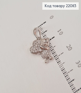 Кулон Мишка с сердечком и камешками родованное  Xuping 220113 фото