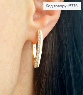 Серьги стрелы, с строчкой камешков, 2,5см, англ. зам. Xuping 18К 115776 фото