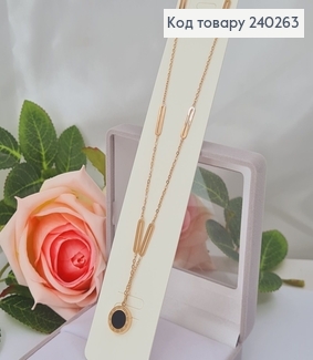 Цепочка с подвеской 40+5 см Римские часы с двустор. ч/б эмалью, цвет золотой, Stainless Steel 240263 фото