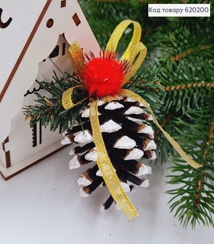 Шишка натуральная декорорирована  9*7см 620200 фото 1