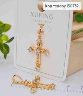 Крестик с Блестящими камешками, размер 2,5*1,8см, Xuping 18K 130732 фото