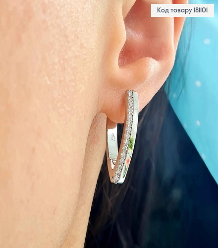 Сережки родованные, Стрелы 2,5см, с рядом камешков, англ. зам. Xuping 181101 фото 2