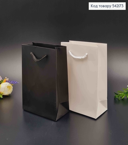 Пакет бумажный, однотонный, черный/белый в ассорт. 16*9см 542173 фото 1