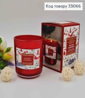 Аромасвічка  СОЄВА,дерев"ян. гніт, HOLIDAY HAPPINESS(red fruits,red wine,cinamon,vanilla,amber),150г 331066 фото