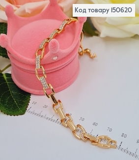 Браслет пластинки в камнях 9мм, длина 17+2см, Xuping 18K 150620 фото