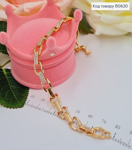 Браслет пластинки в камнях 9мм, длина 17+2см, Xuping 18K 150620 фото 1