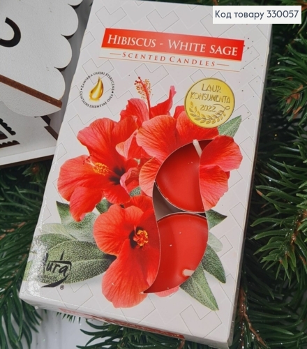 Аромасвічка таблетка BISPOL Гібіскус 6 шт/ 4 годин, 15-356 330057 фото 1