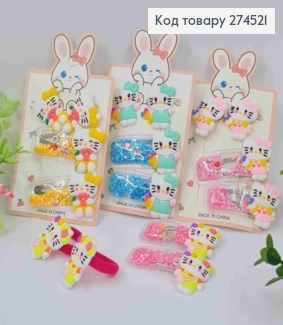 Набір дитячій: "Хелоу КІТТІ", заколка Тік-Так (2шт), Резинка (2шт), Яскраві кольори в асортименті 274521 фото