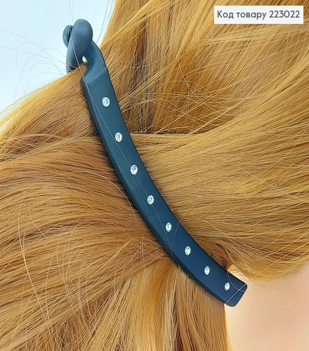 Заколка банан черная с камнями каучук 10,5 см 223022 фото 1