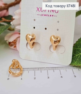 Серьги кольца, "Сердце", диаметр 1,2, Xuping 18К 117481 фото
