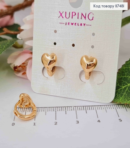 Серьги кольца, "Сердце", диаметр 1,2, Xuping 18К 117481 фото 1