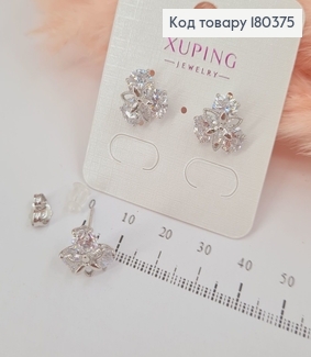 Серьги гвозди Цветочек с камнями родированным   Xuping 180375 фото