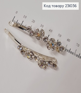 Заколка невидимка металл с камнями 5 см 2 шт / уп цена за уп. 231036 фото