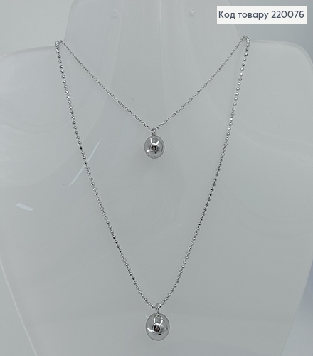 Кулон две цепочки с бусинками 39см + 5см  родированое медицинское золото Xuping  220076 фото 1