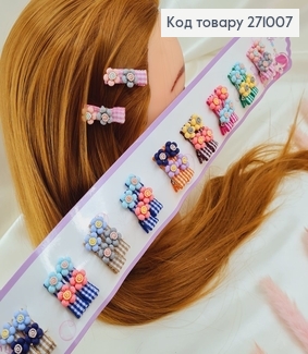 Заколка уточка детская с бантиком и цветочками в асс. 24 шт/уп. 271007 фото