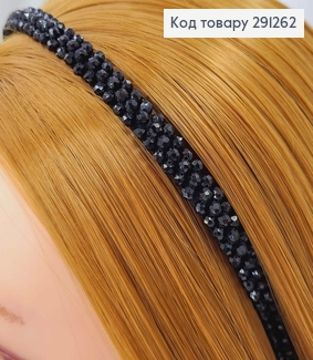 Обруч метал, плетений склярусом в 3 ряди, ЧОРНИЙ, шириною 1см. 291262 фото