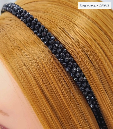 Обруч металл, плетеный склярус в 3 ряда, ЧЕРНЫЙ, шириной 1см. 291262 фото 1