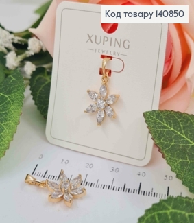 Кулон квітка Лотоса, з камінців, 1,5см, Xuping 18К 140850 фото