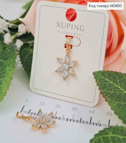 Кулон цветок Лотоса, из камешков, 1,5см, Xuping 18К. 140850 фото 1