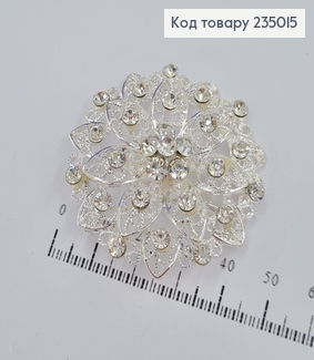 Брошь металл Цветок серебряный 235015 фото