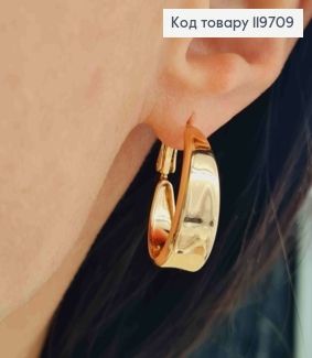 Серьги кольца "Широкие", ширина 0,7см, диаметр 2,4см, итальянская застежка, Xuping 18К. 119709 фото