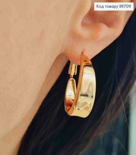 Серьги кольца "Широкие", ширина 0,7см, диаметр 2,4см, итальянская застежка, Xuping 18К. 119709 фото 1