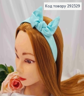 Обруч пластик в ткани "Солоха", в Горошек Мятного цвета, 2,5см, ручная работа, Украина. 292329 фото